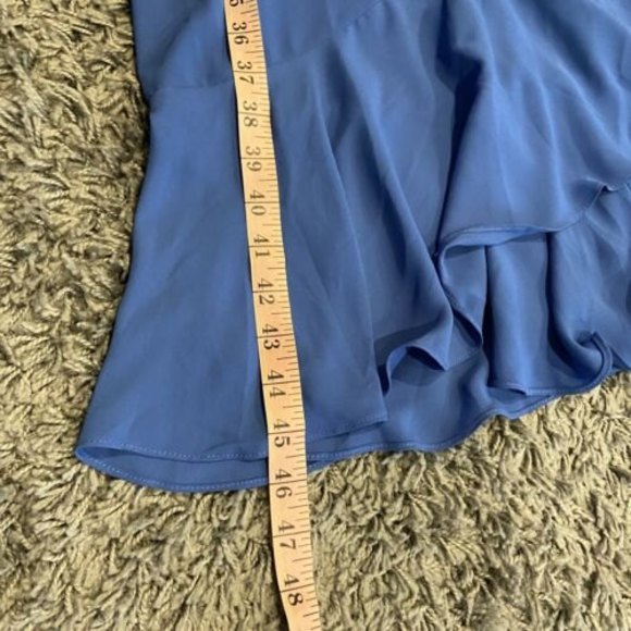 Lulus Manhattan Moment Blue Ruffled Midi Wrap Dress Size S - Picture 12 of 12